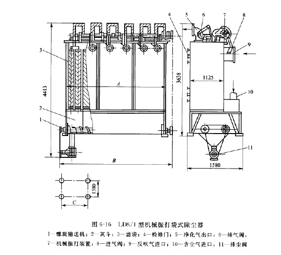 DLMC型組合式脈沖噴吹扁袋式除塵器基本參數(shù) DLMC型組合式脈沖噴吹扁袋式除塵器基本參數(shù)
